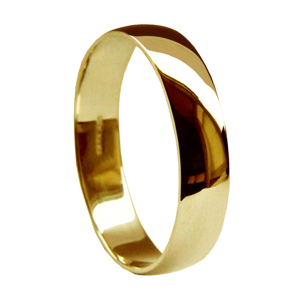 5mm 9ct Yellow Gold Light D Shaped Wedding Rings Bands