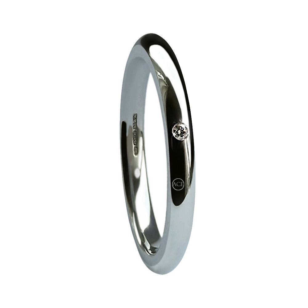 2mm 950 Platinum Diamond Set Heavy Court Comfort Wedding Rings Bands