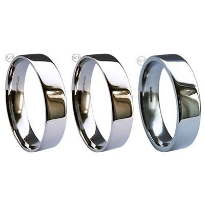 6mm 950 Palladium Flat Court Profile Wedding Rings