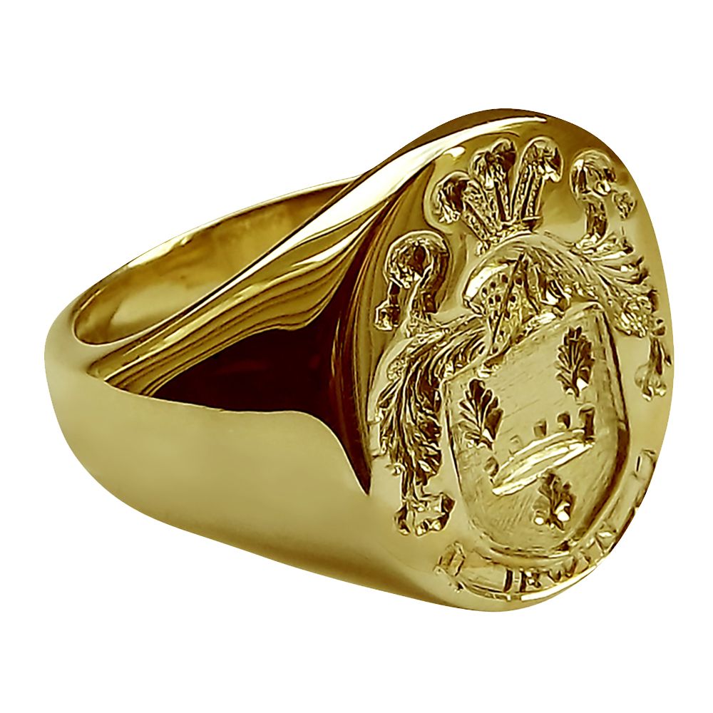 9ct Yellow Gold Men's Extra Large Oval Family Crest Signet Rings 20x16