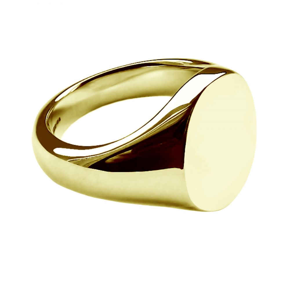 18ct Yellow Gold Oval Signet Rings 13 x 11 x 2.8mm