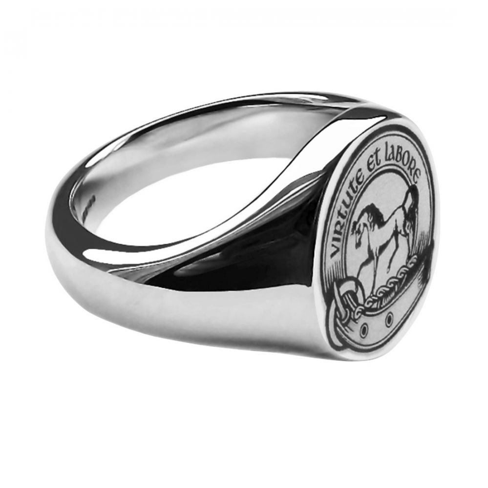 925 Sterling Silver Unisex Laser Engraved Oval Family Crest Signet Rings 14x12x2.7mm