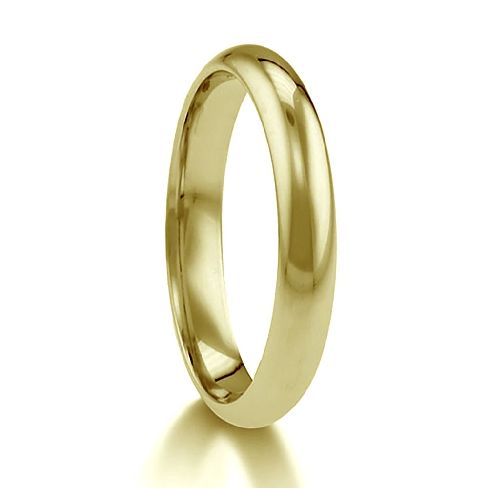 2.5mm 9ct Yellow Gold Paris Profile Wedding Rings Bands