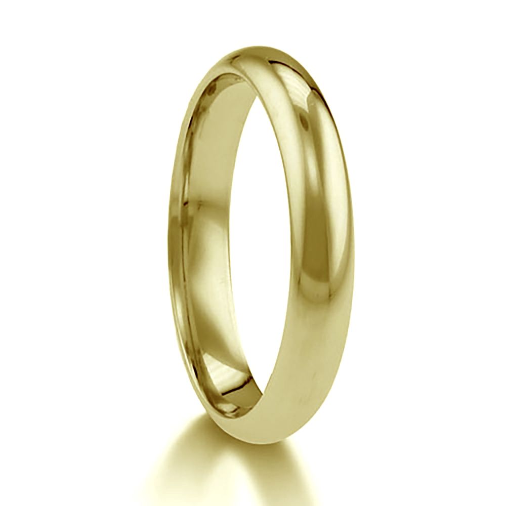 3mm 9ct Yellow Gold Paris Profile Wedding Rings Bands