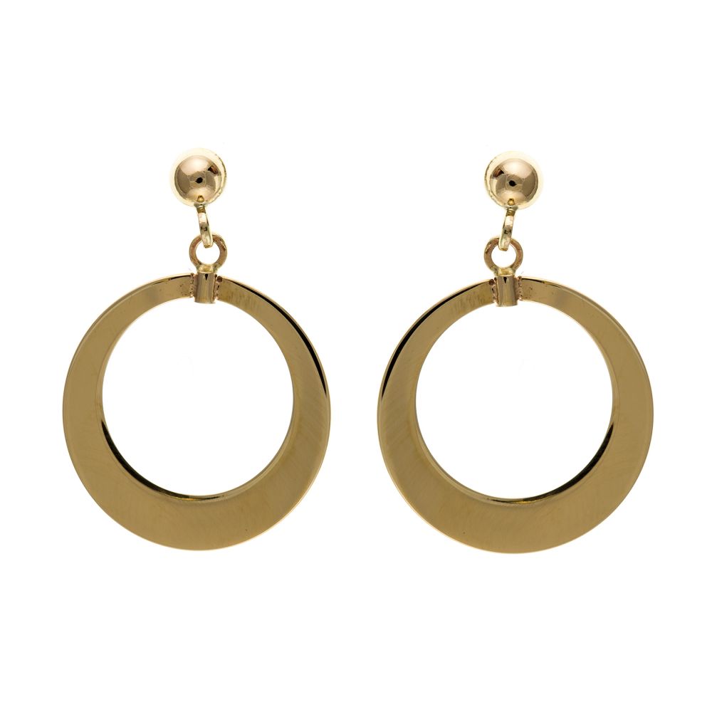9ct Yellow Gold Open Circle Drop Earrings With Posts