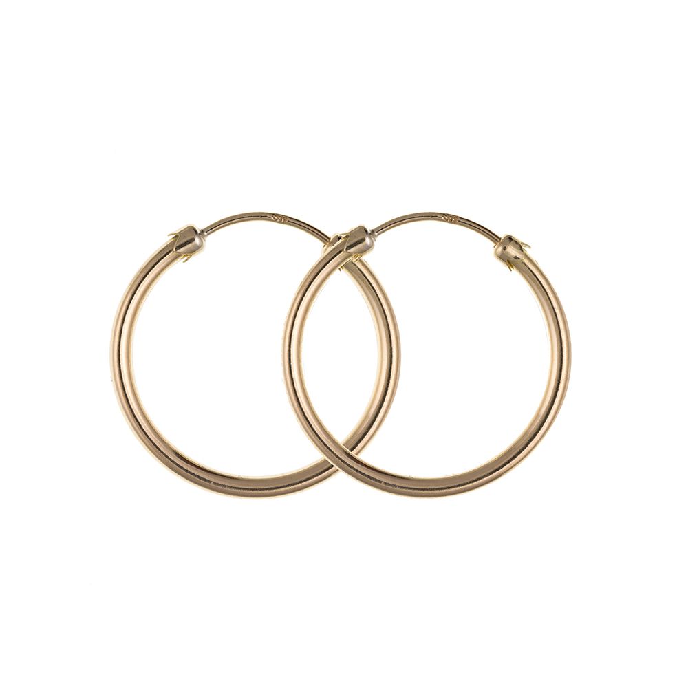 9ct Yellow Gold Unisex 24mm Capped Hoop Earrings  UK Made