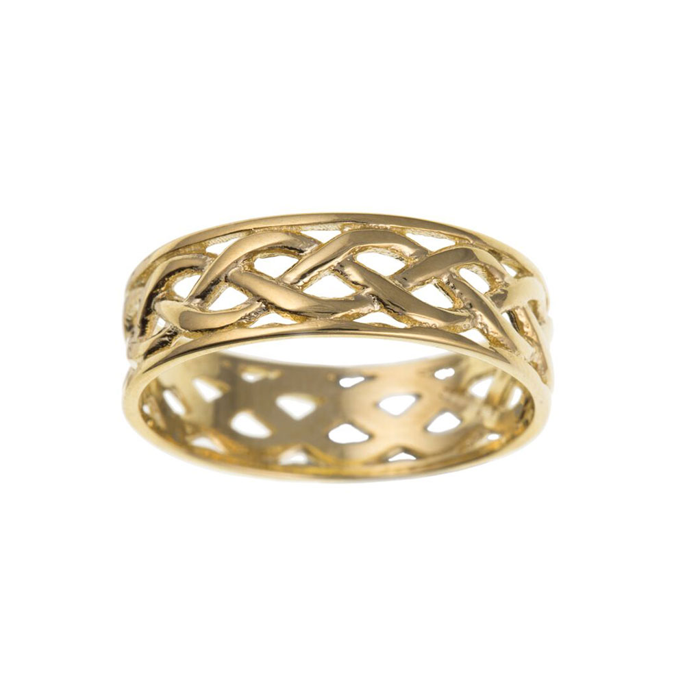 9ct Yellow Gold Celtic Style Gents / Mens Ring 7mm
