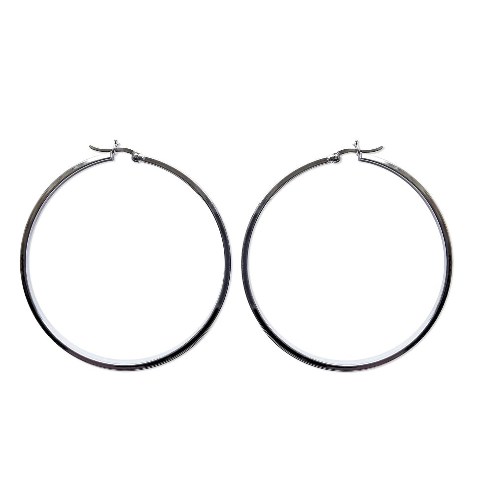 925 Sterling Silver 60mm Hoop Earrings With Catches