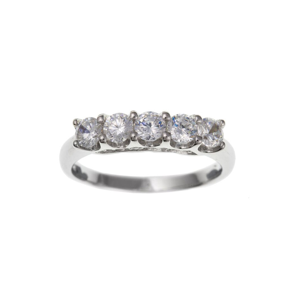 925 Sterling Silver and CZ 5mm Five Stone Dress Ring