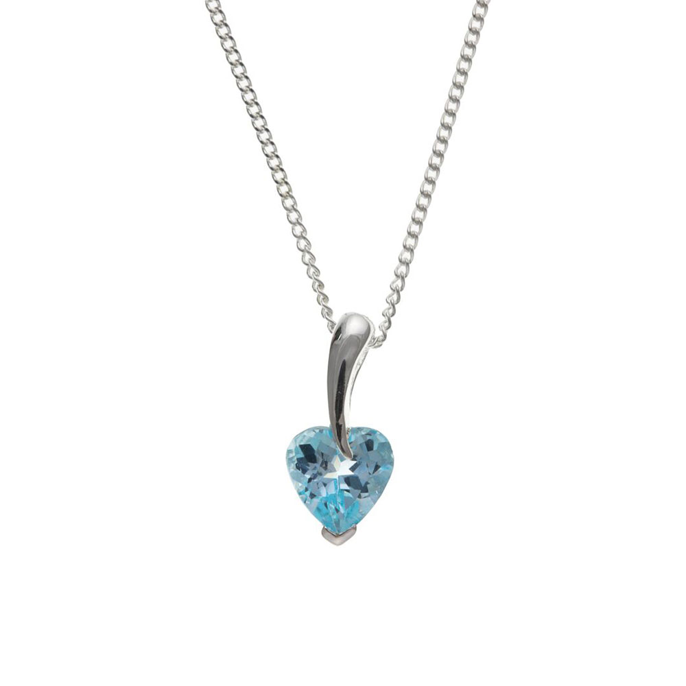 925 Sterling Silver Real Blue Topaz 25mm Pendant with Chain