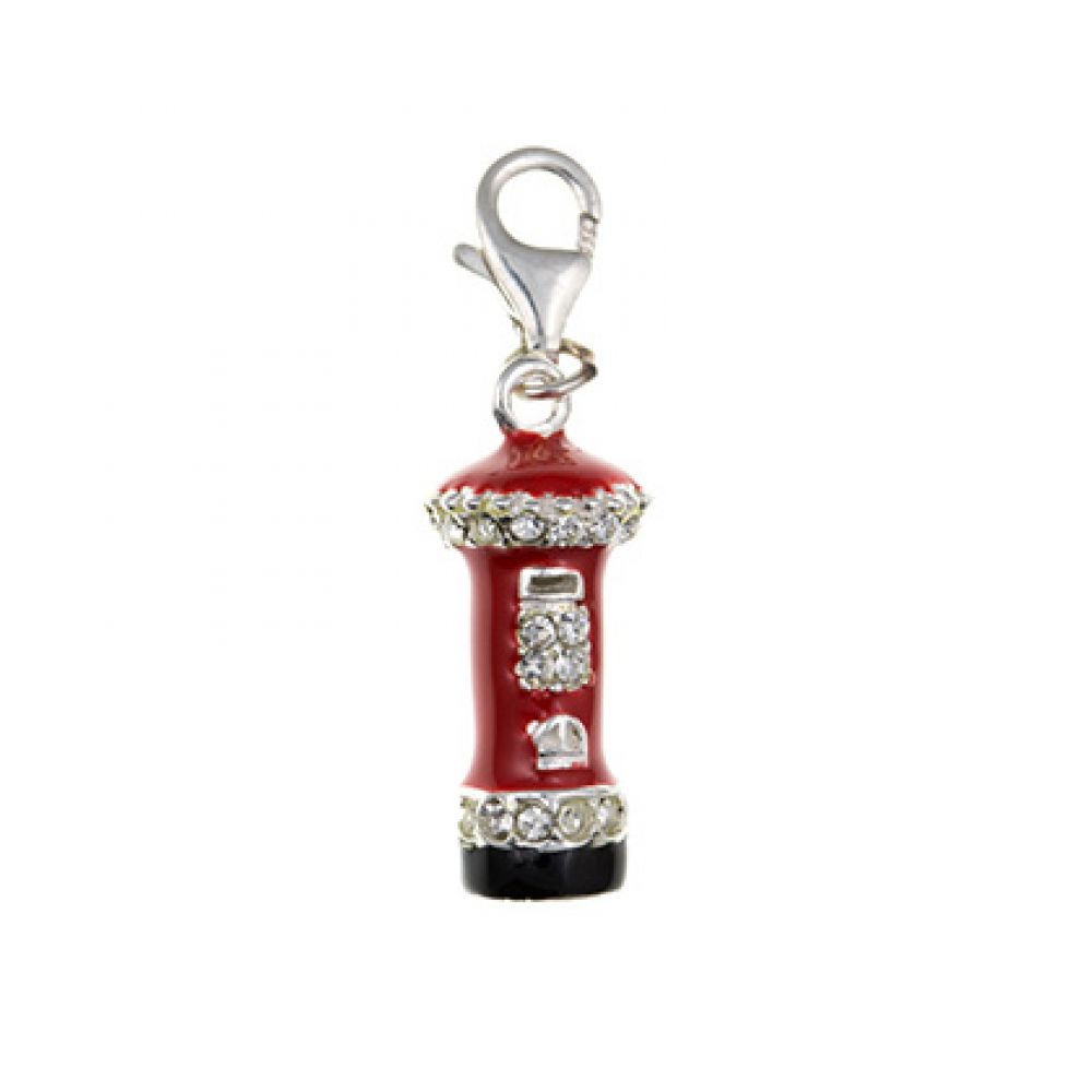 925 Sterling Silver Inlayed Post Box Charm