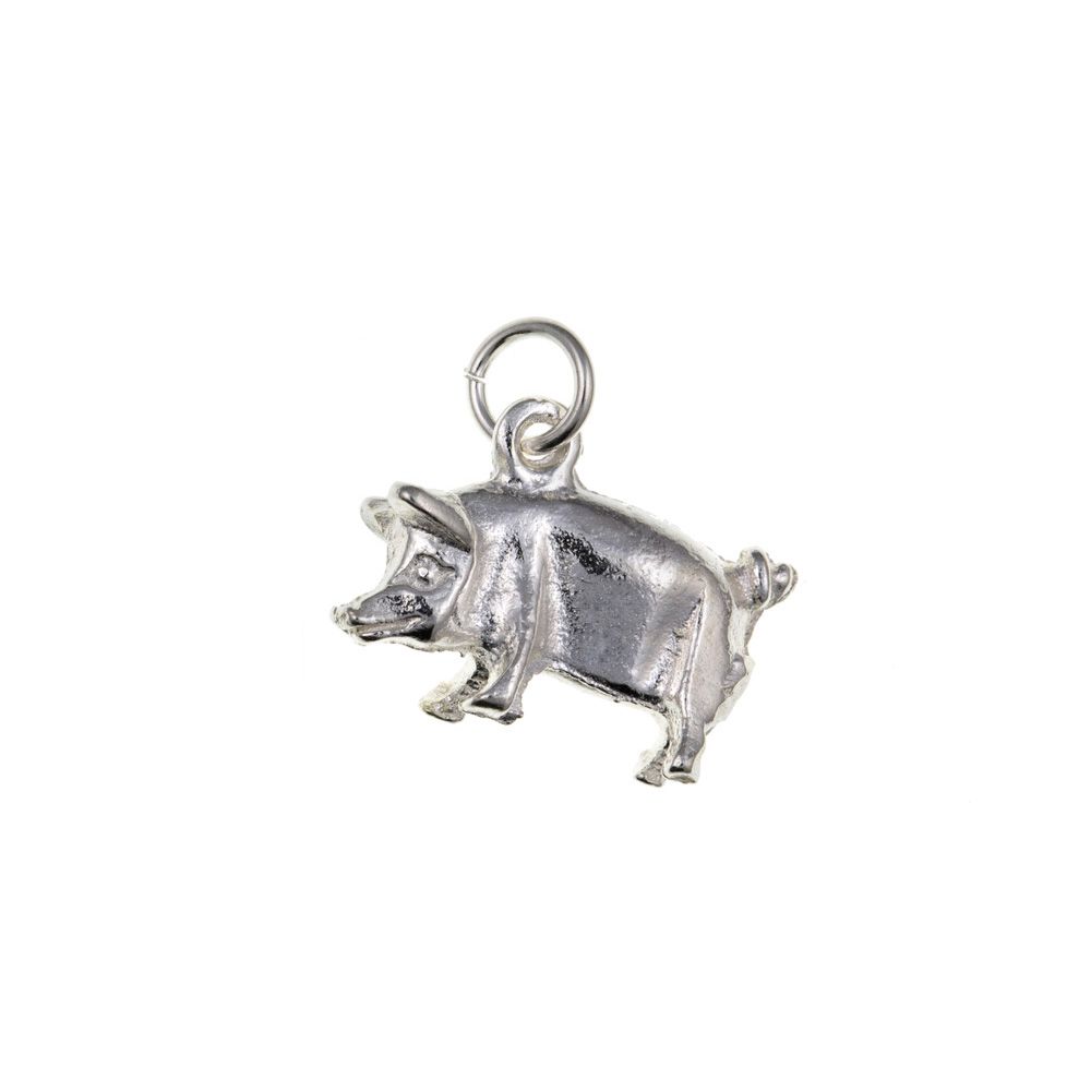 925 Sterling Silver 3D Pig Charm 2.6g