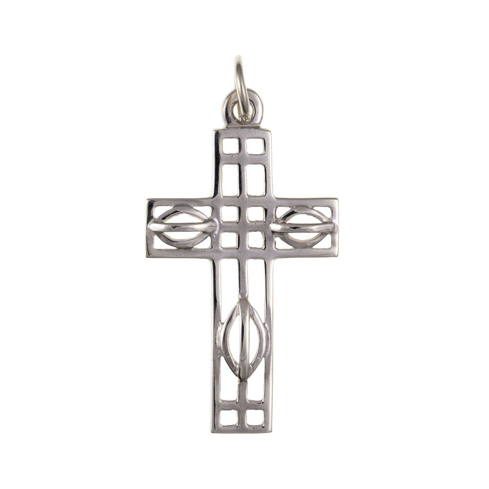 925 Sterling Silver Mackintosh Style Cross 35 x 20mm with Optional Hanging Chain