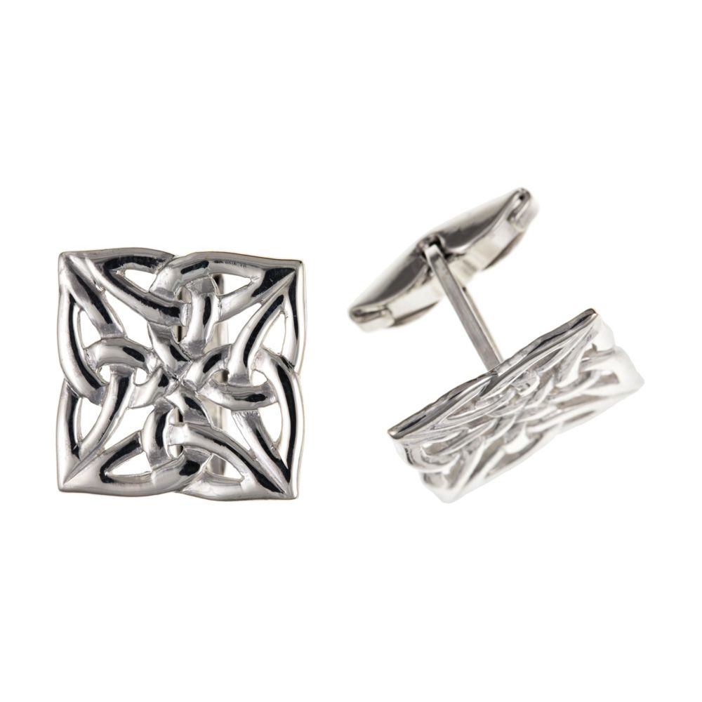 925 Sterling Silver Square Celtic Cufflinks UK Made and 925 Hallmarked