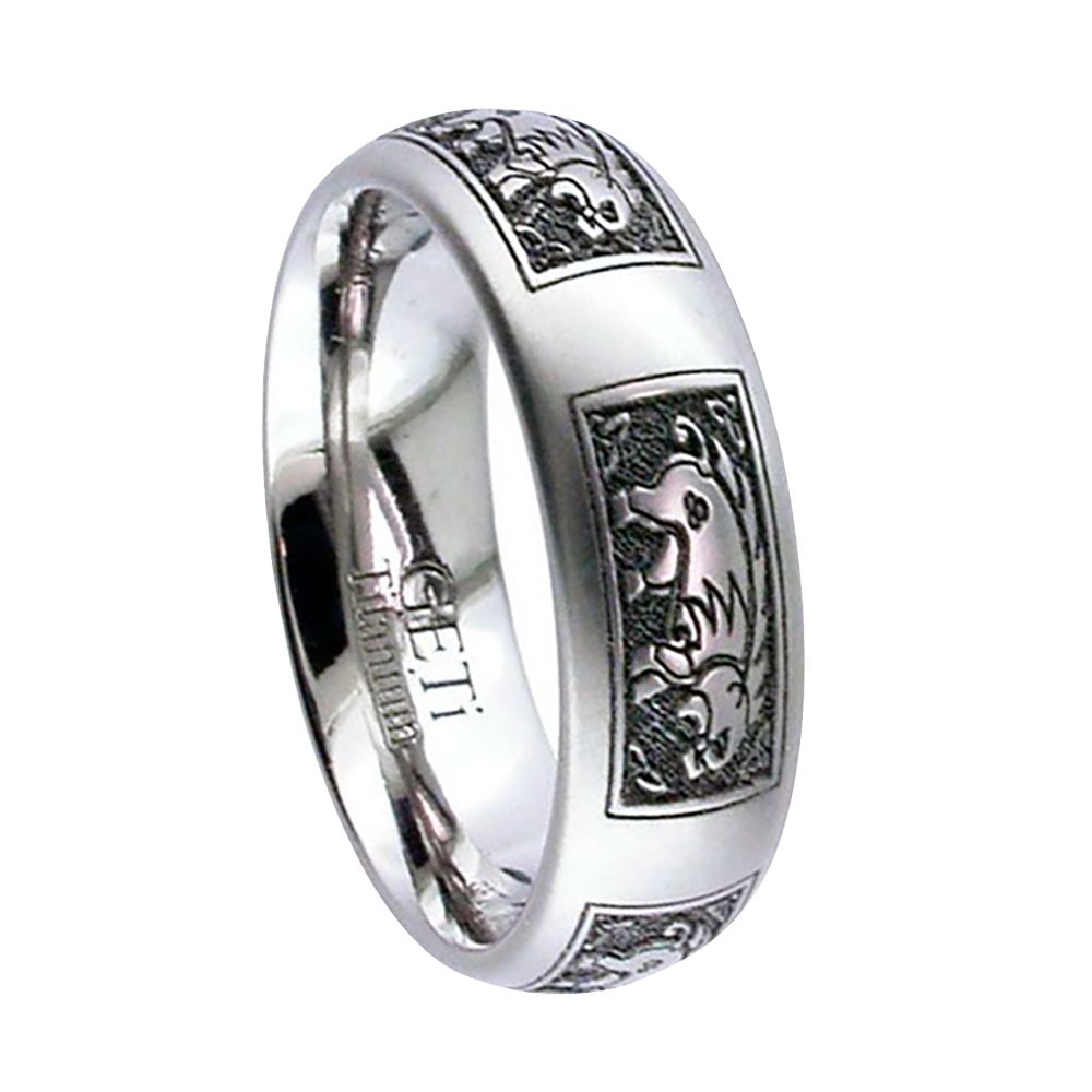Titanium Celtic Animal Design Court Comfort Wedding Ring