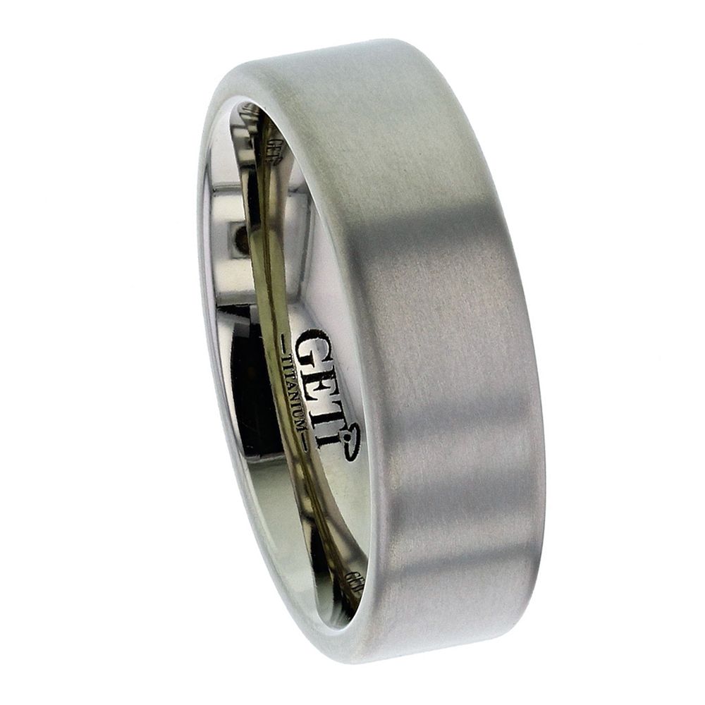 Titanium Flat Court Shaped Wedding Ring