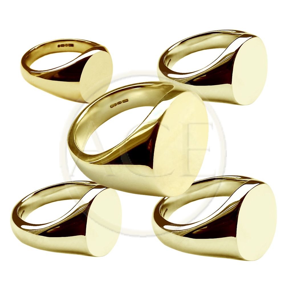 9ct Yellow Gold Ladies' And Men's Oval Signet Rings