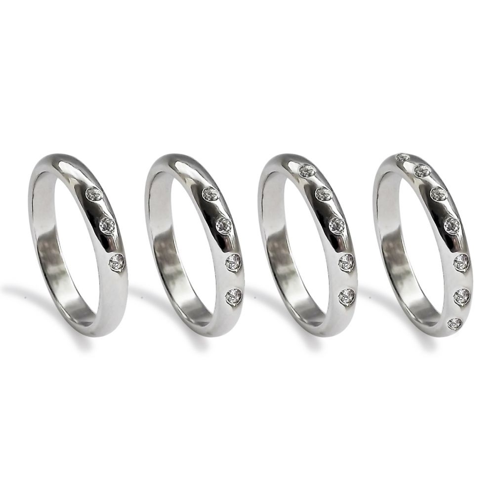 3mm 950 Platinum Extra Heavy D Shape Diamond Set Wedding Rings Bands