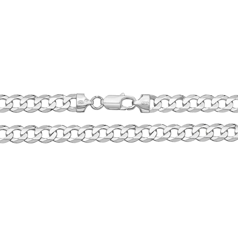 925 Solid Sterling Silver Men's 9mm Heavy Curb Chain