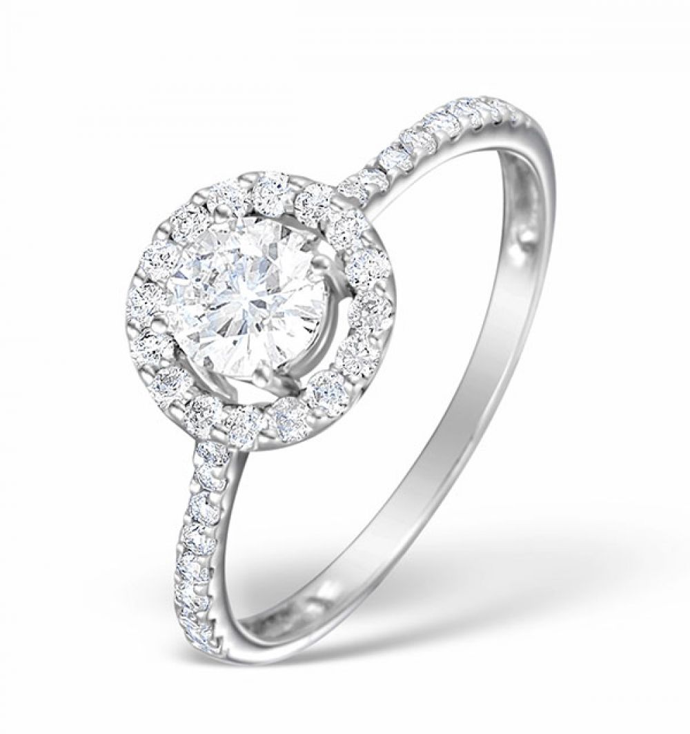 18ct White Gold 0.86ct Shoulder Set Diamond Solitaire Ring