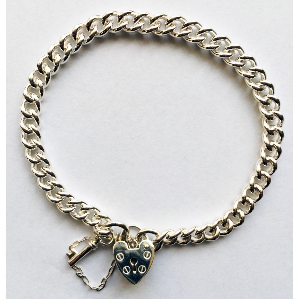 925 Sterling Silver Heavy Charm Bracelet 15.6g