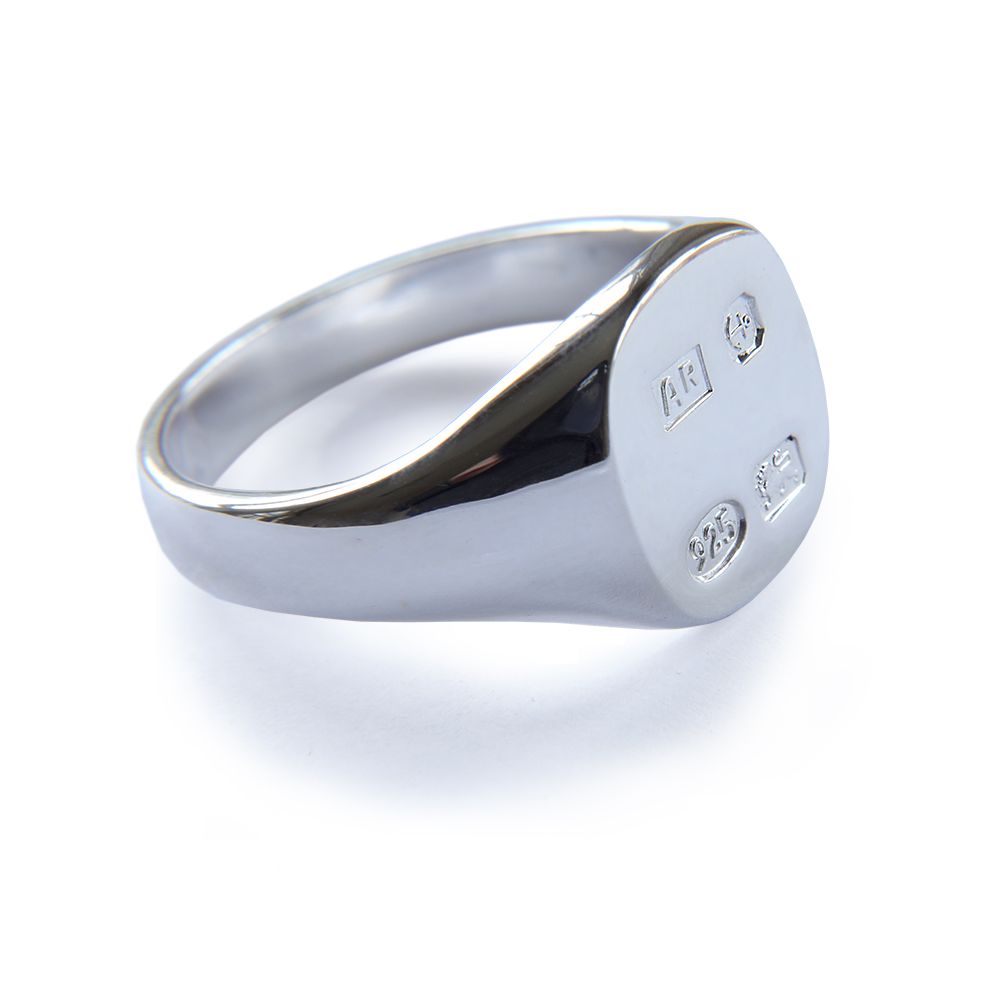 Feature Hallmarked 925 Sterling Silver Cushion Signet Rings